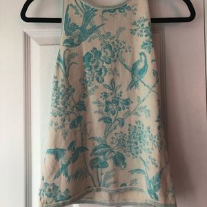 Cream and blue patterned tank top